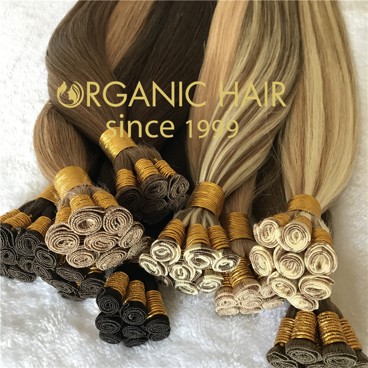 Human hair hand tied weft with full cuticle intact CC116